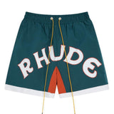 Rhude Shorts Color Matching Casual Sports Mesh Shorts
