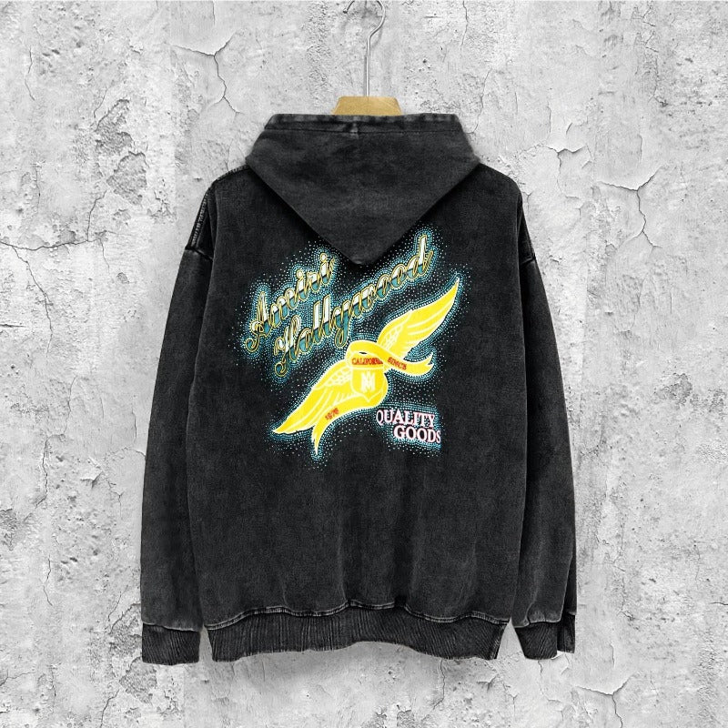 Amiri washed hoodie star point wings printing distressed printing
