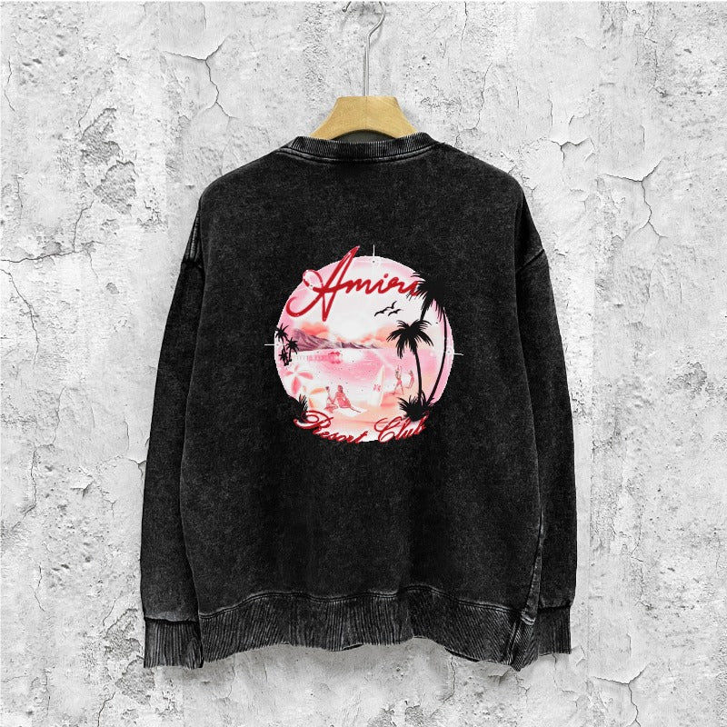 Amiri washed sweatshirt pink beach print washed old