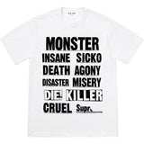 Men T-shirts 21FW Monster Tee Monster Alphabet Slogan Crew Neck Short Sleeve T-Shirt