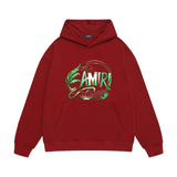 Amiri hoodie green leaf letter print