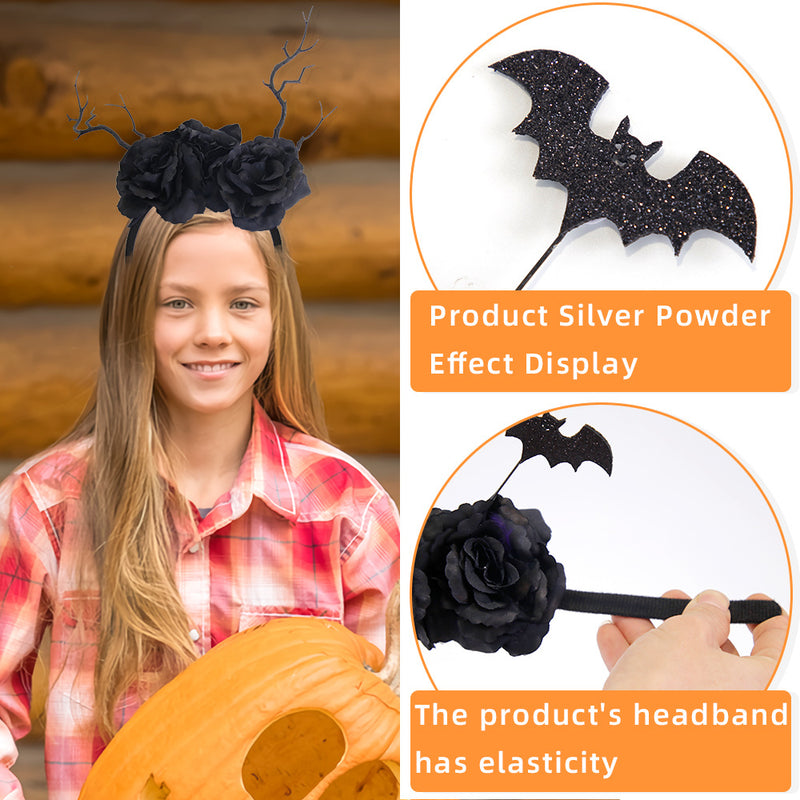 Halloween headband Halloween headband dark withered headdress holiday masquerade black rose headband