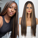 Women's Wigs Middle Part Straight Lace Front Wig