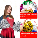 Themed Party Supplies Cheerleading Pom Poms – Shiny Curved Blade with Long Straight Handle