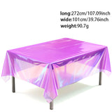 Themed Party Supplies Iridescent Table Cover – 1×2.7m PET Disposable Tablecloth for Party Decor