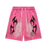 Hellstar Shorts Sports Flame Shorts Flame Print Mud Print Old Wash Loose Shorts
