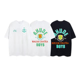 Rhude T Shirt Micro Label Letter Coconut Pattern Short Sleeve T-Shirt