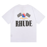 Rhude T Shirt Alphabet Flag Print Short Sleeve T-Shirt