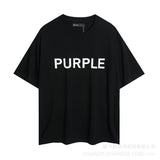 Purple Brand T ShirtsPurple Micro Label Letter Pattern Printed Short Sleeve T-Shirt