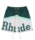 Rhude Shorts Color Matching Alphabet Casual Sports Mesh Shorts Elastic Beach Pants
