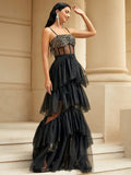 Women Party Dress Sequined Temperament Banquet Evening Gown (Ss0416)
