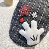 Y2k hot girl hat heavy industry mickey hand plaid sunshade duck tongue beret