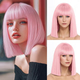 Women's Wigs Heat-Resistant Straight Bob Wig (12inch) - Colorful Festival Wig