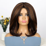 Women'S Wigs Middle Part Short Straight Yaki Bob Wig