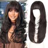 Women'S Wigs  Layered Straight Bangs Lace Front Wig