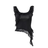Women Tops Elegant Lace Trim Top (Hzl0412)