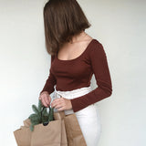 Women Tops Fashion Breathable Long Sleeves Top (ZJ0415)