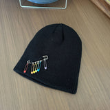 Y2k hot girl hat heavy industry pin cross knitting hat heattech ear protection cold hat men