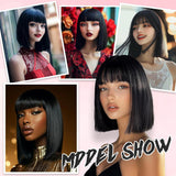 Women's Wigs Heat-Resistant Straight Bob Wig (12inch) - Colorful Festival Wig