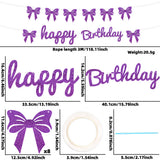 Themed Party Supplies Bowknot Birthday Banner – Glitter Cutout Letters & Spiral Hanging Decorations