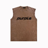 Purple Brand Distressed Tank T Shirts Distressed Sleeveless T-shirt Vest