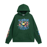 Rhude Hoodie Floral Letter Print Hooded Sweater
