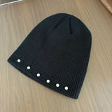 Y2k hot girl hat heavy industry pin cross knitting hat heattech ear protection cold hat men