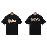 Palm Angels T Shirts Flame Letter Logo Short Sleeve T-Shirt