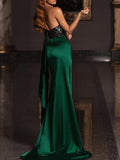 Women's Party Dress Light Luxury Banquet Temperament Host Single off-the-Shoulder Evening Dress (Ss0416)