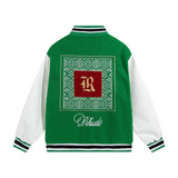 Rhude Jacket Letter Patch Embroidered Splicing Leather Sleeve Baseball Jacket