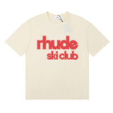 Rhude T Shirt Alphabet Coconut Racing Pattern Short Sleeve T-Shirt