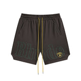 Rhude Shorts Letter Embroidered Sports Casual Beach Shorts