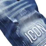 DSQ2 Short Jeans Ripped Patch Slim-fit Stretch Denim Shorts