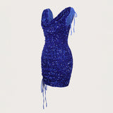 Women Dresses Sexy Temperament Velvet Sequined Dress (Hwfs0410)