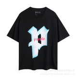 Purple Brand T ShirtsPurple Micro Label Letter Pattern Printed Short Sleeve T-Shirt