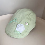 Y2k hot girl hat heavy industry macaron color bowsstereo flower forward hat dopamine travel sunshade beret