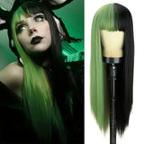 Women's Wigs Two-Tone Straight Bangs Cosplay Wig