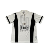 Rhude T Shirt Cross-border European and American trendy brand RHUDE badge letter half zipper mesh lapel short-sleeved T-shirt men's and women's high street polo shirt