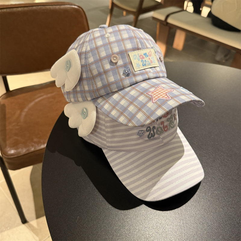 Y2k hot girl hat heavy industry wings baseball cap cartoon sunshade peaked cap