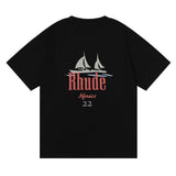 Rhude T Shirt Los Angeles RHUDE Sailing Letter Print Short Sleeve T-Shirt
