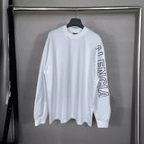 Men T-shirts Paris Long Sleeve T-Shirt Loose Casual Bottom Shirt