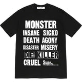 Men T-shirts 21FW Monster Tee Monster Alphabet Slogan Crew Neck Short Sleeve T-Shirt