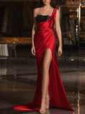 Women's Party Dress Light Luxury Banquet Temperament Host Single off-the-Shoulder Evening Dress (Ss0416)