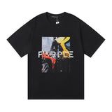 Purple Brand T Shirts Purple Micro Label Letter Pattern Printed Short Sleeve T-Shirt