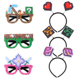 Themed Party Supplies Pixel Game Themed Headbands & Glasses – Children's Birthday Party Decorations