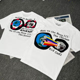 Mens T-shirts CPFM X Kid Cudi For Moto Rainbow Earth Graffiti Short Sleeve T-Shirt