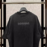 Men T-shirts Summer Paris Seal Printing Washing Water Old Crew Neck T-Shirt