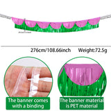 Themed Party Supplies Double-Layer Pink & Green Foil Fringe Curtain – Witch-Themed PET Banner for Birthday Party Decoration