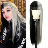 Women's Wigs Two-Tone Straight Bangs Cosplay Wig