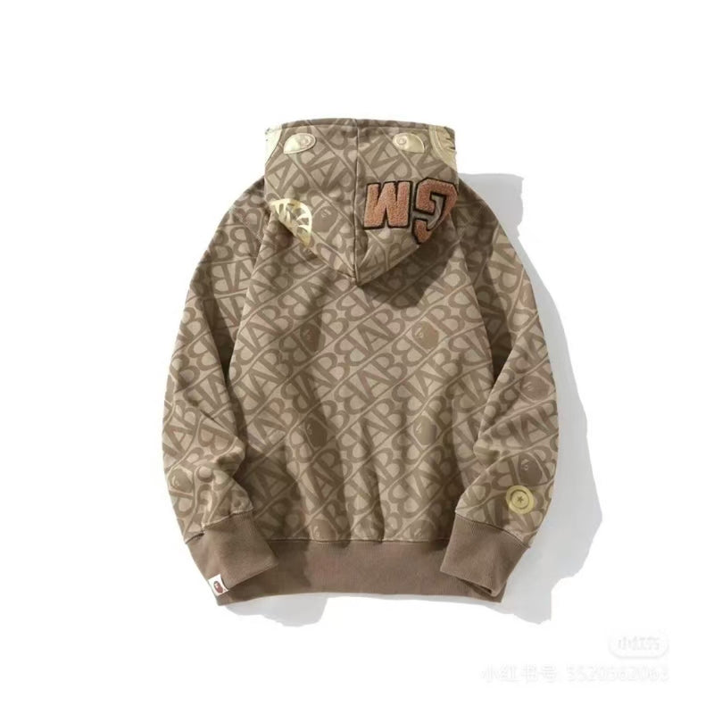 Bathing ape hoode bape sequin printed letters